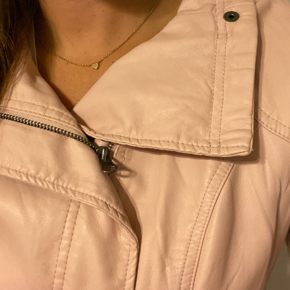 “Millennial Pink” moto jacket vegan leather